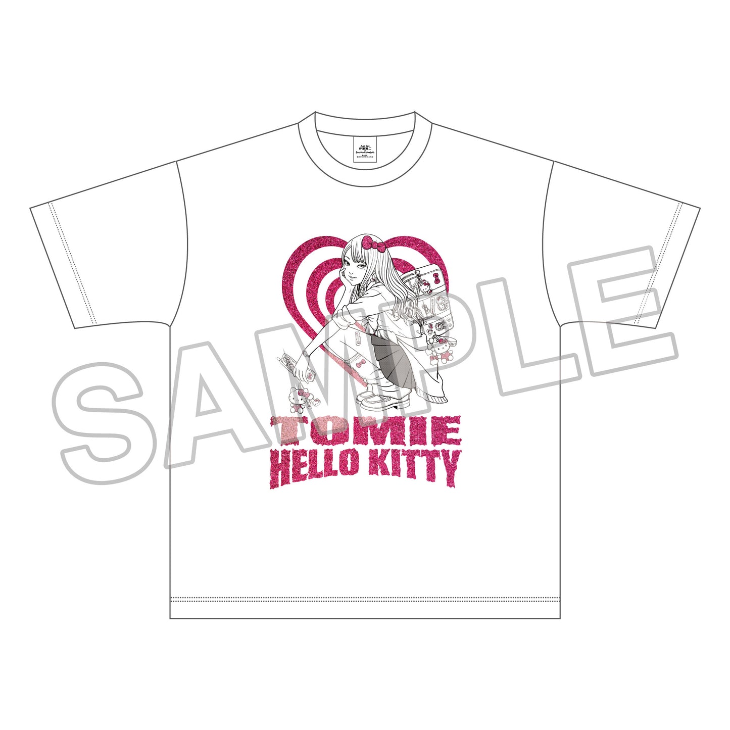 JUNJI ITO x Sanrio characters Glitter T-shirt Hello Kitty x GYARU TOMIE