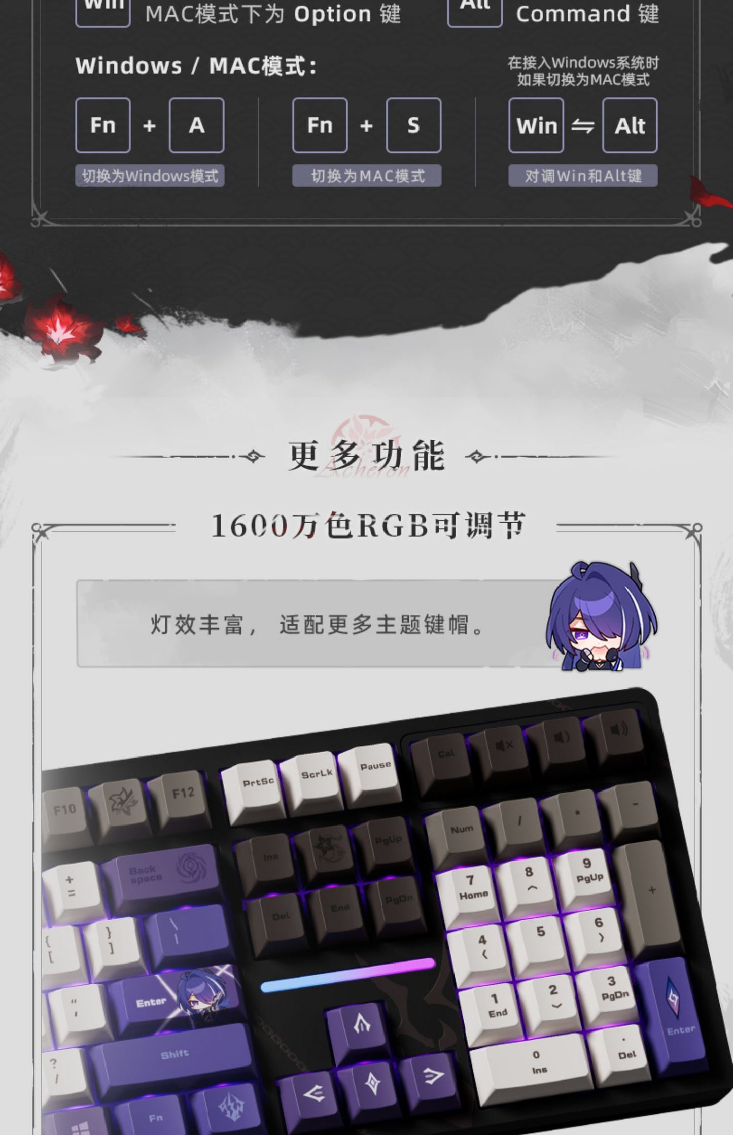 (Pre-Order) Honkai: Star Rail - Acheron RGB Mechanical Keyboard