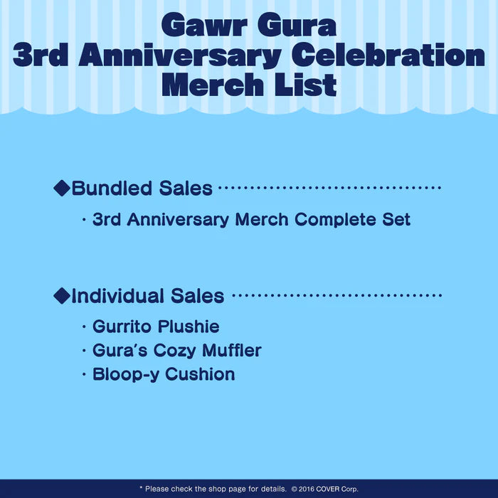 (Pre-Order) Hololive - Gawr Gura 3rd Anniversary Celebration Plush